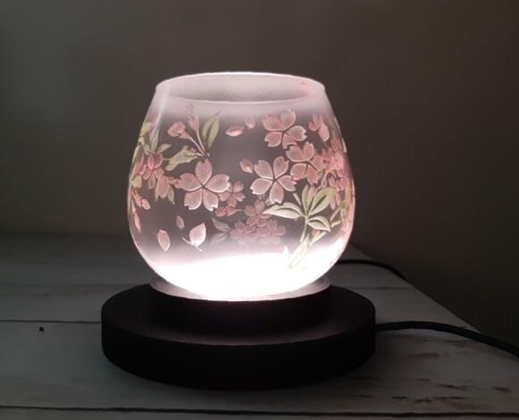 月のGlass工房 春色 さくら灯り LEDテーブルランプ